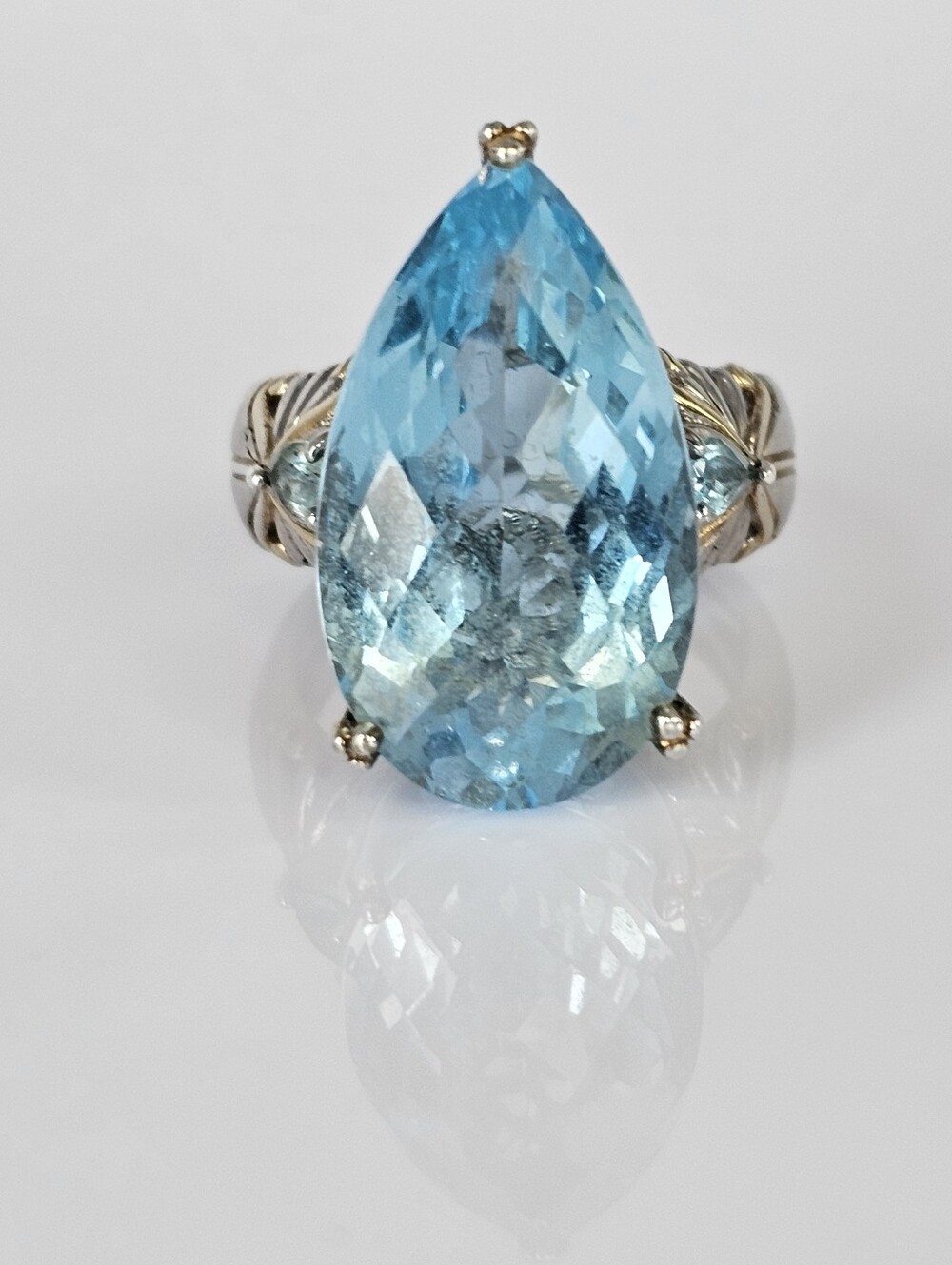 Genuine Natural Swiss Blue Topaz & Aquamarine Ring Size 8.5!
